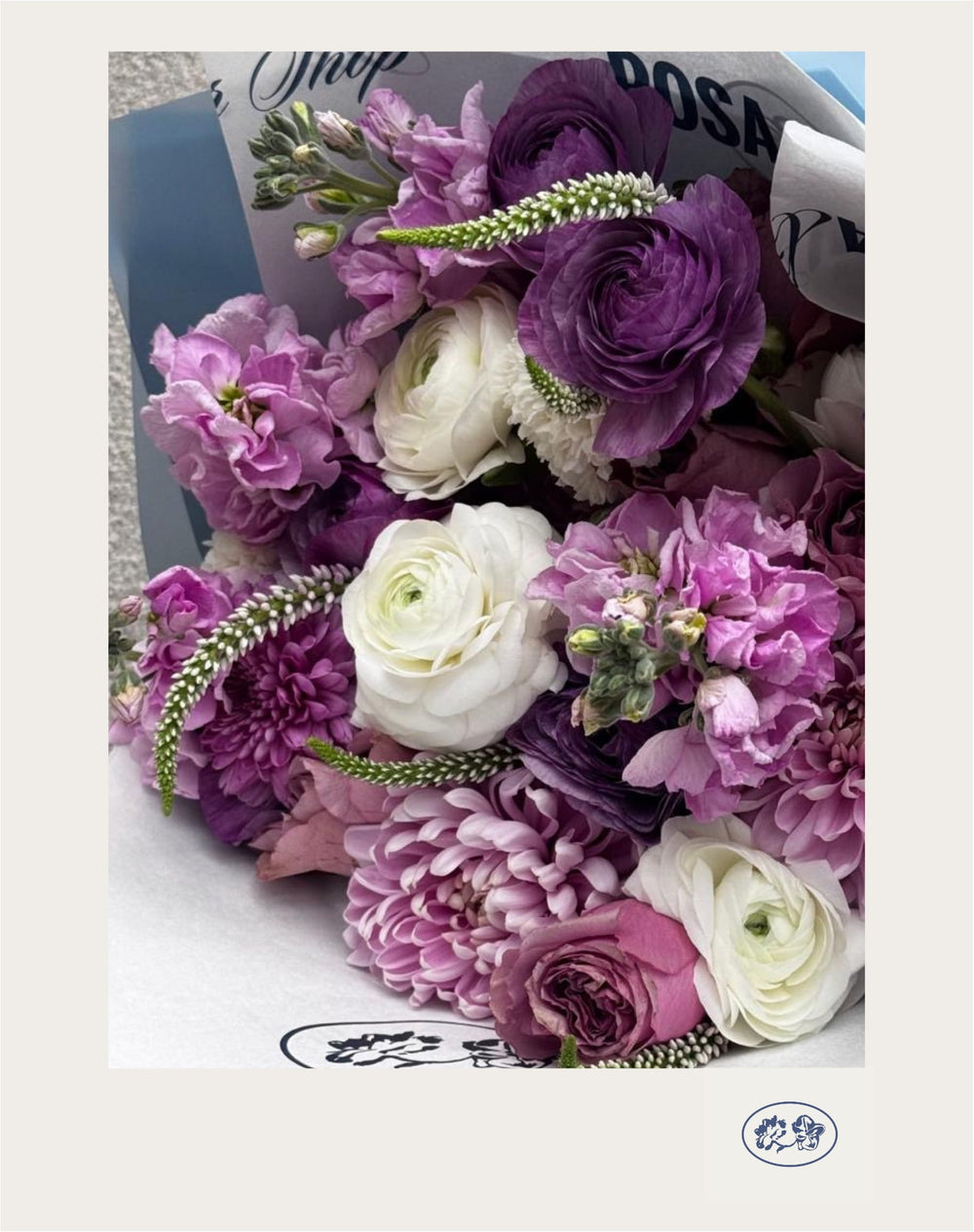 Bouquet Inés en tonos lilas, rosas y verónica